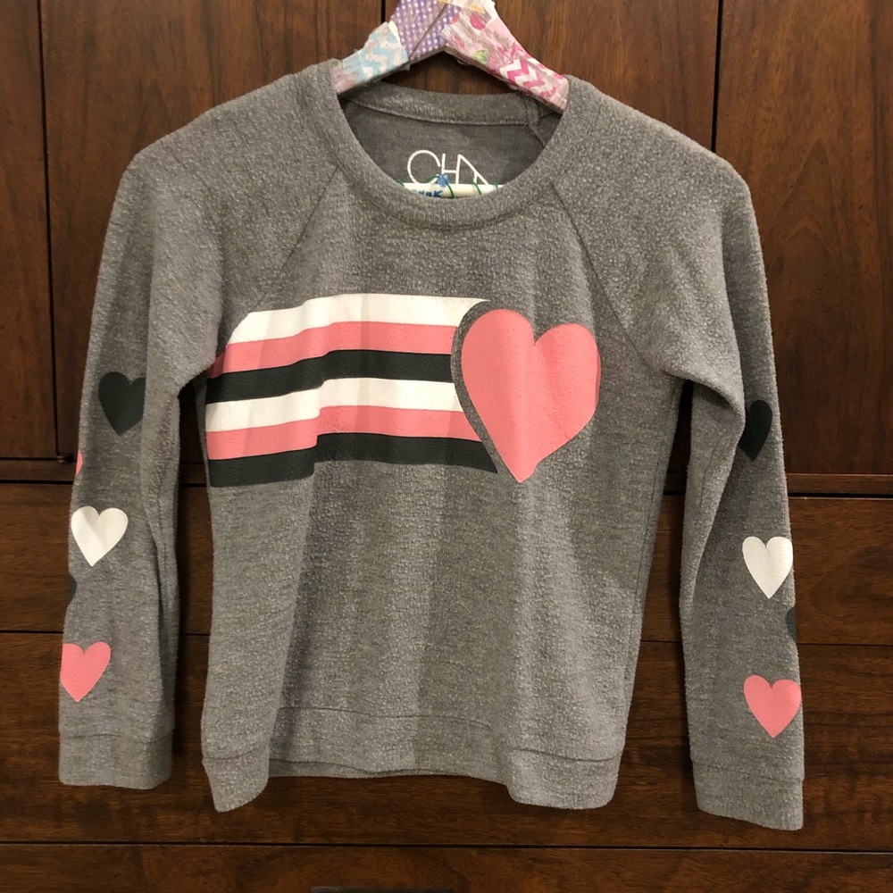 Chaser Kids Grey and Pink Heart Sweatshirt size 10